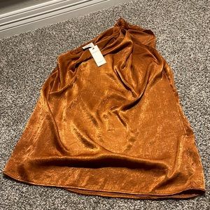 Red Dress NWT! One shoulder knot, burnt shiny orange color dress.